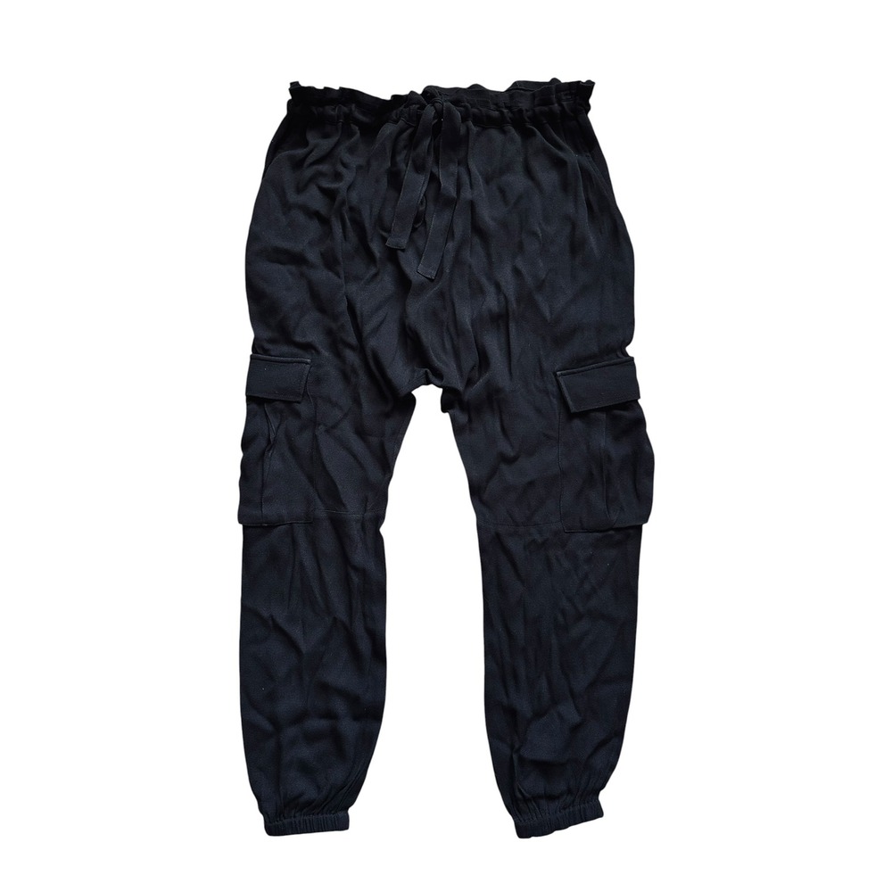 Minimalist Ulla Johnson Cargo Jogger Pants 4 Black Paperbag Waist Utility Street
